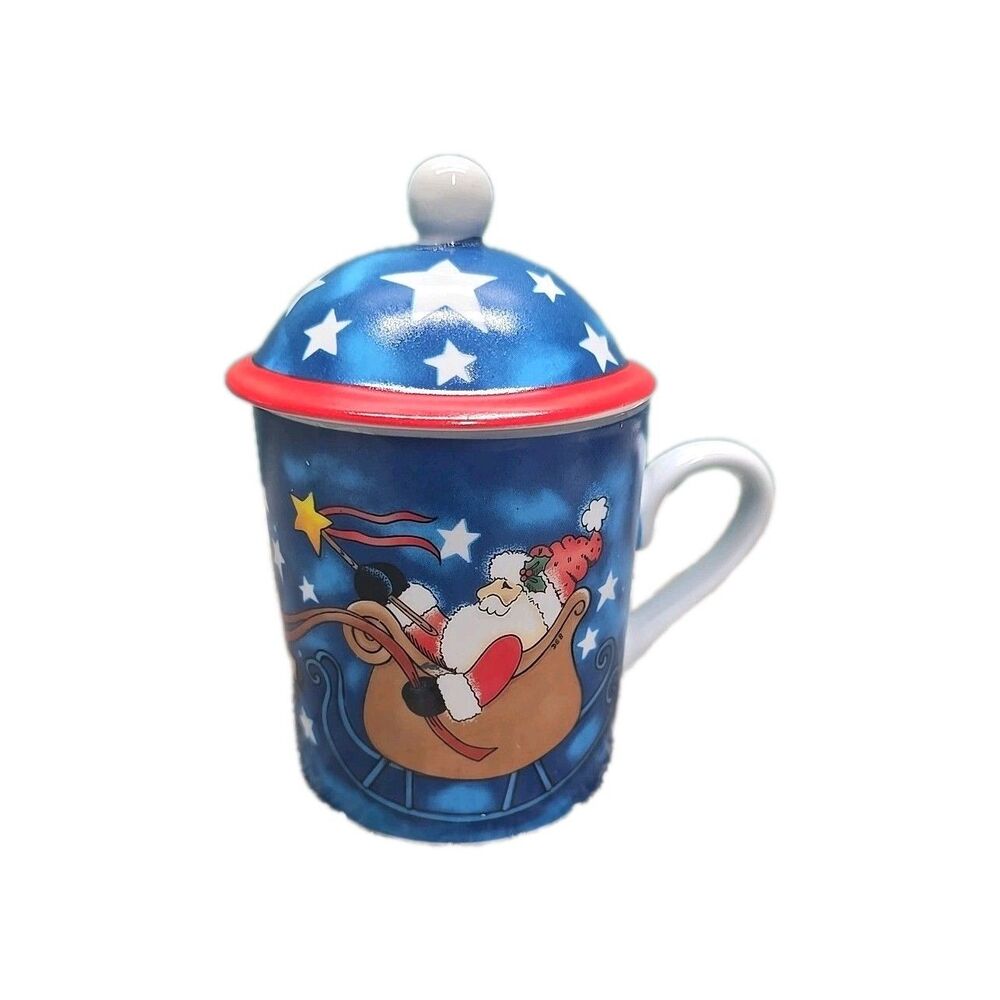Christmas Cozy Cups Center Street Design 'Night Riders' Mug With Lid 1999 Coffee